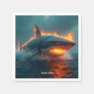 Fantasy Cute Fire Shark Sea Napkin