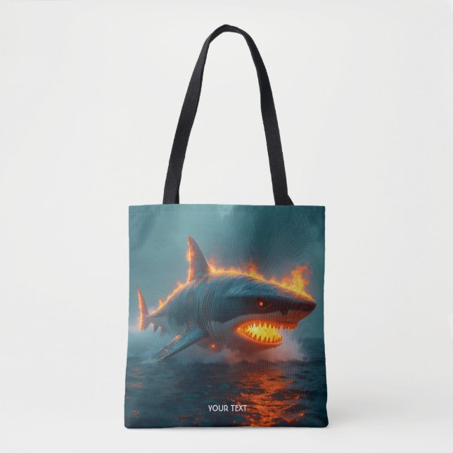 Fantasy Cute Fire Shark Sea Tote Bag (Front)