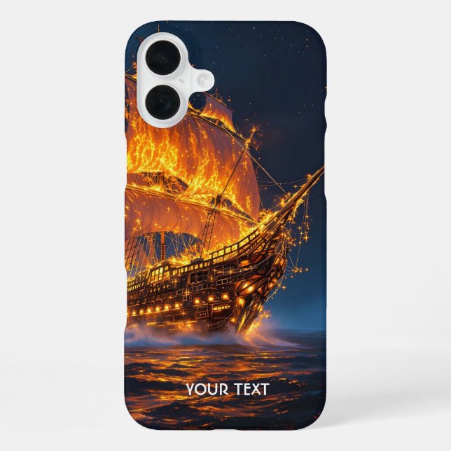 Fantasy Cute Fire Ship Sea iPhone Case (Back)