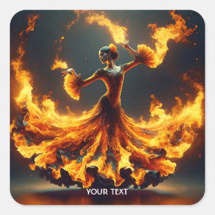 Fantasy Cute Flamenco Girl Dancing Square Sticker