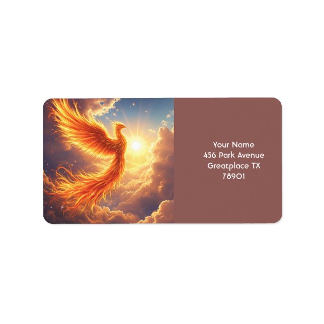 Fantasy Cute Flaming Phoenix Rises Label (Front)