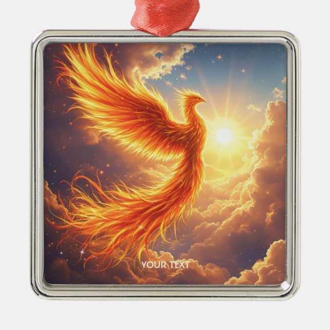 Fantasy Cute Flaming Phoenix Rises Metal Tree Decoration (Front)