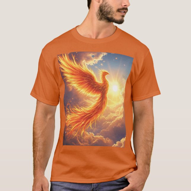 Fantasy Cute Flaming Phoenix Rises T-Shirt (Front)