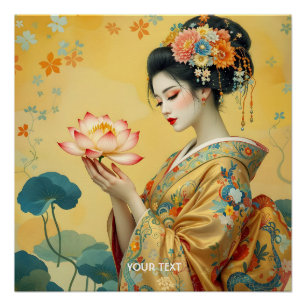 Fantasy Cute Flower Japanese Girl Poster