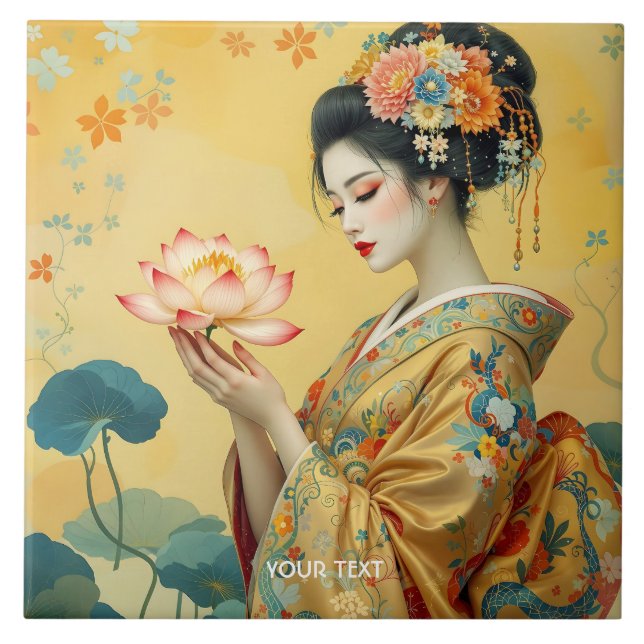Fantasy Cute Flower Japanese Girl Tile (Front)