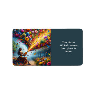 Fantasy Cute Flowers Girl Bottle Label