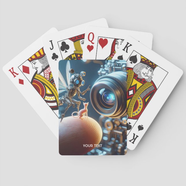 Fantasy Cute Fly Robot Finger Playing Cards (Back)