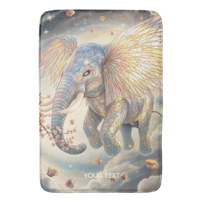 Fantasy Cute Flying Elephant Sakura Bath Mat (Front Vertical)