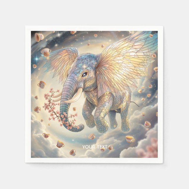 Fantasy Cute Flying Elephant Sakura Napkin (Front)