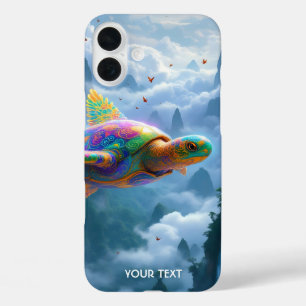 Fantasy Cute Flying Rainbow Turtle iPhone 16 Plus Case