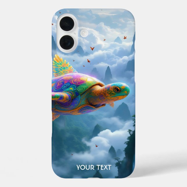 Fantasy Cute Flying Rainbow Turtle Case-Mate iPhone Case (Back)