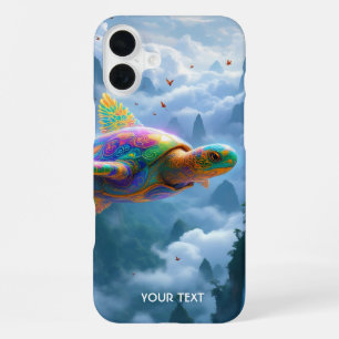 Fantasy Cute Flying Rainbow Turtle iPhone 16 Plus Case