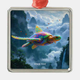 Fantasy Cute Flying Rainbow Turtle Metal Tree Decoration