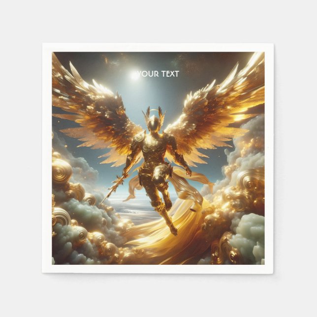 Fantasy Cute Flying Winged Warrior Napkin (Front)