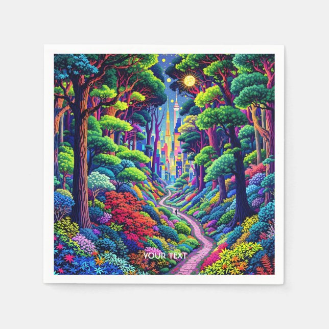 Fantasy Cute Forest And City Napkin (Front)