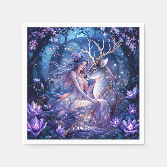 Fantasy Cute Forest Deer Girl  Napkin (Front)