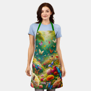 Fantasy Cute Forest Flowers Butterflies Apron