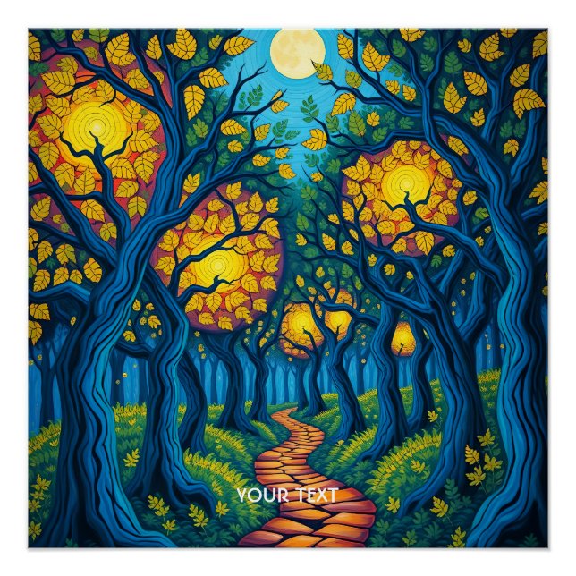 Fantasy Cute Forest Orange Road Poster (Front)