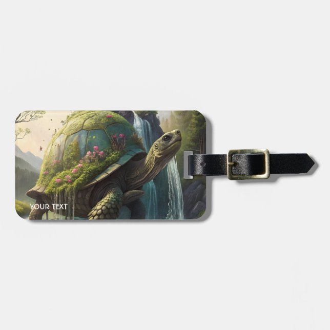Fantasy Cute Forest Turtle Flowers Luggage Tag (Front Horizontal)
