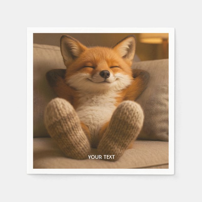 Fantasy Cute Fox And Socks Napkin (Front)