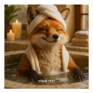 Fantasy Cute Fox In Spa Poster