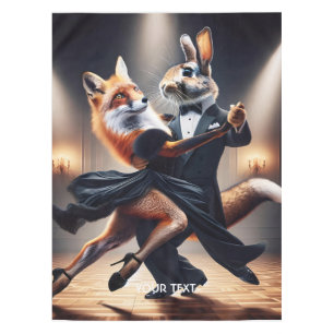 Fantasy Cute Fox Rabbit Tango Tablecloth