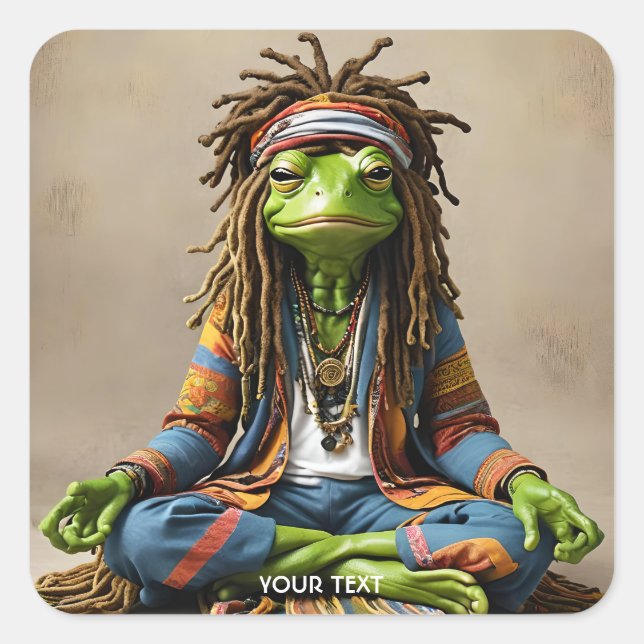 Fantasy Cute Frog Dreads Meditation Square Sticker (Front)