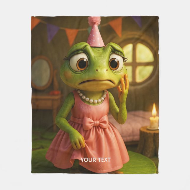 Fantasy Cute Frog Girl Party Fleece Blanket (Front)