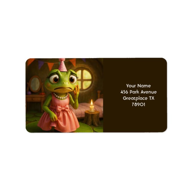 Fantasy Cute Frog Girl Party Label (Front)