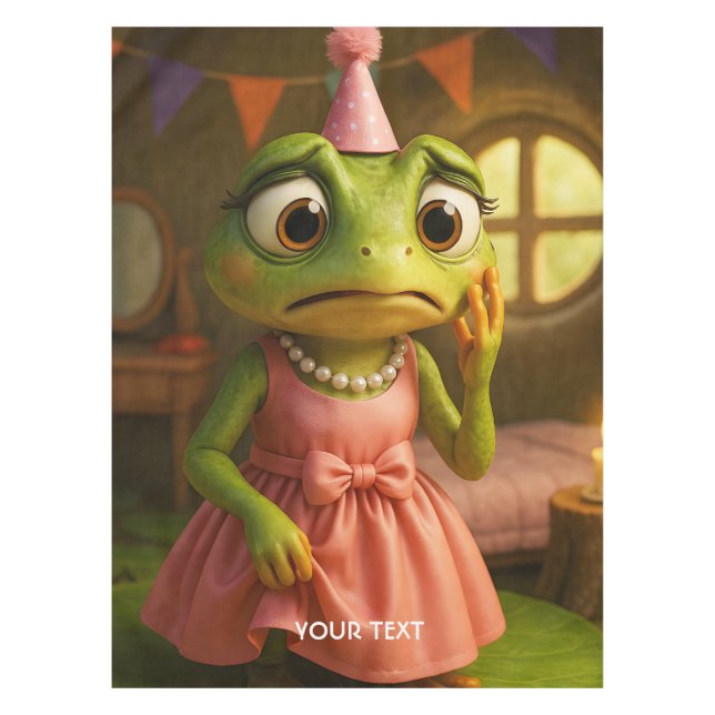 Fantasy Cute Frog Girl Party Tablecloth (Front)