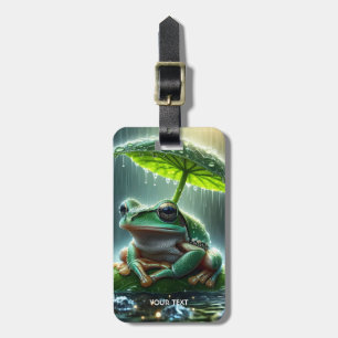 Fantasy Cute Frog Leaf Umbrella Luggage Tag