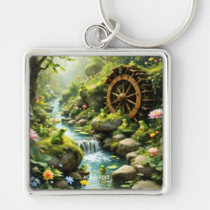Fantasy Cute Frog River Forest Key Ring
