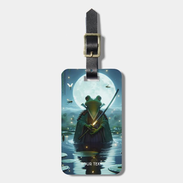 Fantasy Cute Frog Samurai Katana Luggage Tag (Front Vertical)