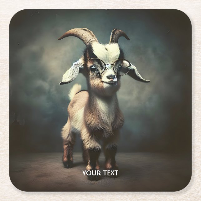 Fantasy Cute  Funny Baby Goat Square Paper Coaster (Front)