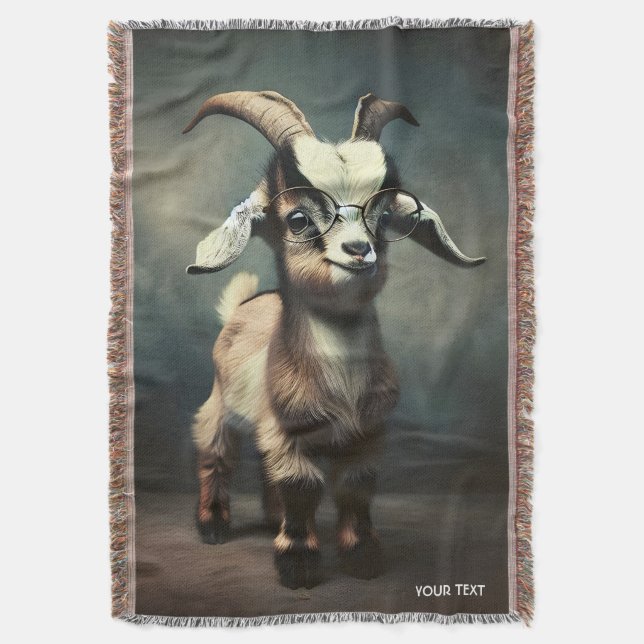 Fantasy Cute  Funny Baby Goat Throw Blanket (Front Vertical)