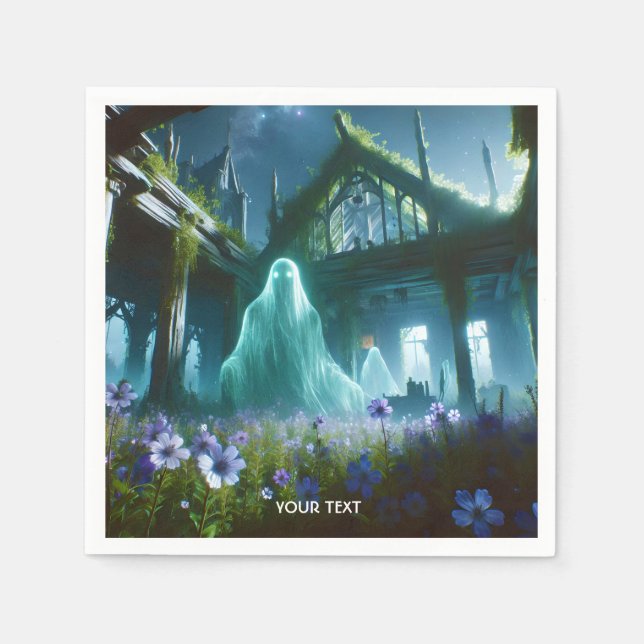 Fantasy Cute Ghost Old House Napkin (Front)