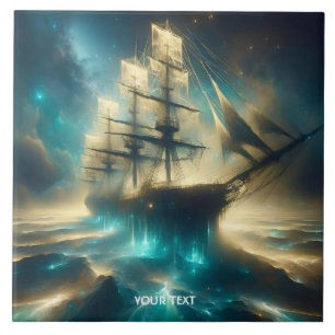 Fantasy Cute Ghost Sea Ship Tile