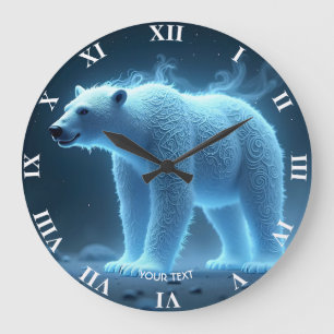 Fantasy Cute Ghostly Polar Bear Large Clock