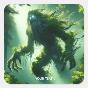 Fantasy Cute Giant Forest Tree Square Sticker