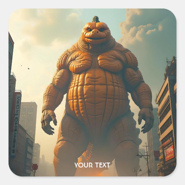 Fantasy Cute Giant Pumpkin City Square Sticker (Front)