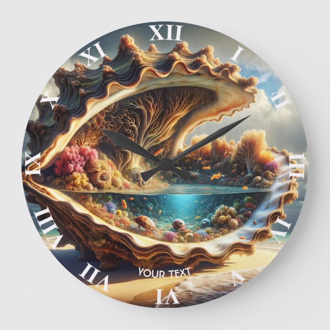 Fantasy Cute Giant Shell Sea Large Clock (Front)