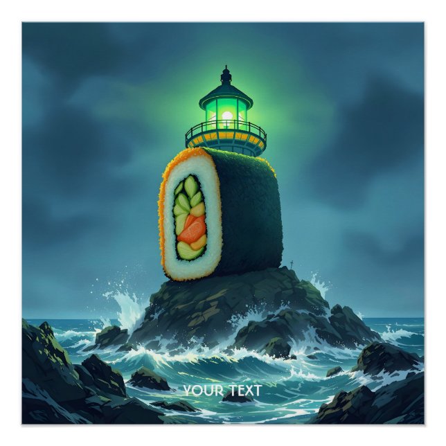 Fantasy Cute Giant Sushi Lighthouse Poster (Front)