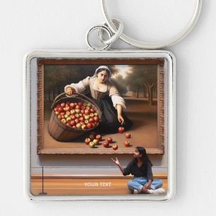 Fantasy Cute Girl Apple Picture Key Ring