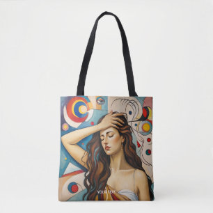 Fantasy Cute Girl Cubist Style Tote Bag