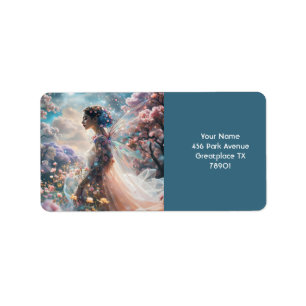 Fantasy Cute Girl Garden Flowers Label