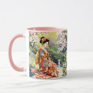 Fantasy Cute Girl Kimono Sakura Mug
