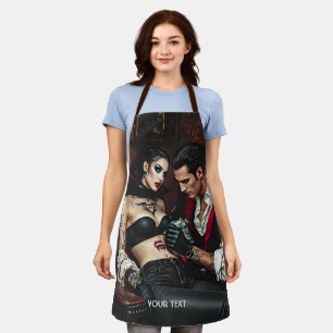 Fantasy Cute Girl Man Tattoo Apron