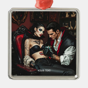 Fantasy Cute Girl Man Tattoo Metal Tree Decoration