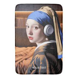 Fantasy Cute Girl Pearl Headphones Bath Mat