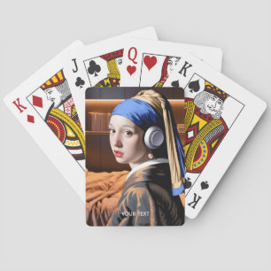 Fantasy Cute Girl Pearl Headphones Playing Cards